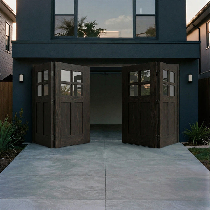 Wood Bifold Garage Doors on Modern Homes: Where Traditional and Contemporary Meet