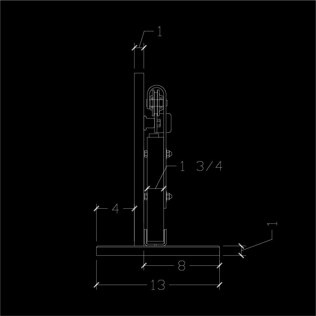 Technical drawing of a plumbing fixture with dimensions on a black background