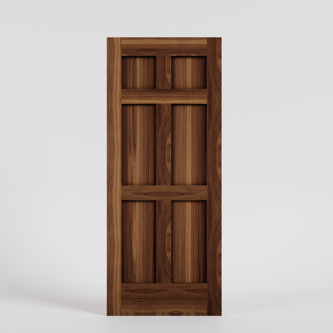 内木 Mid-Century Modern Solid Wood 6 Panel Door | RealCraft