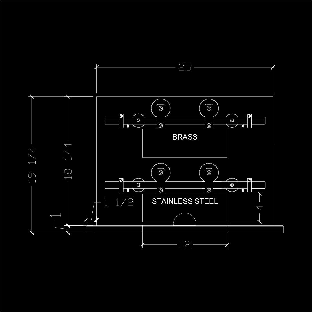 Technical drawing of a mechanical component with dimensions labeled on a black background