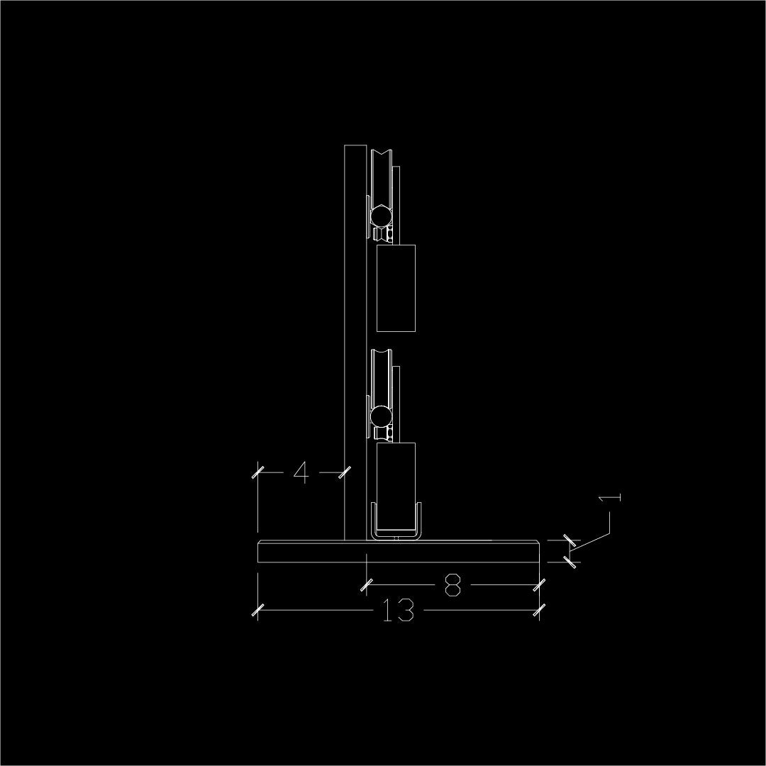 Technical drawing of a mechanical component on a black background