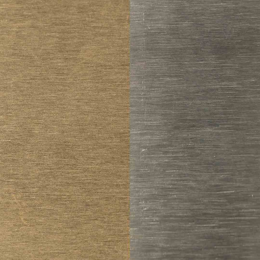 Brass and stainless steel hardware finish