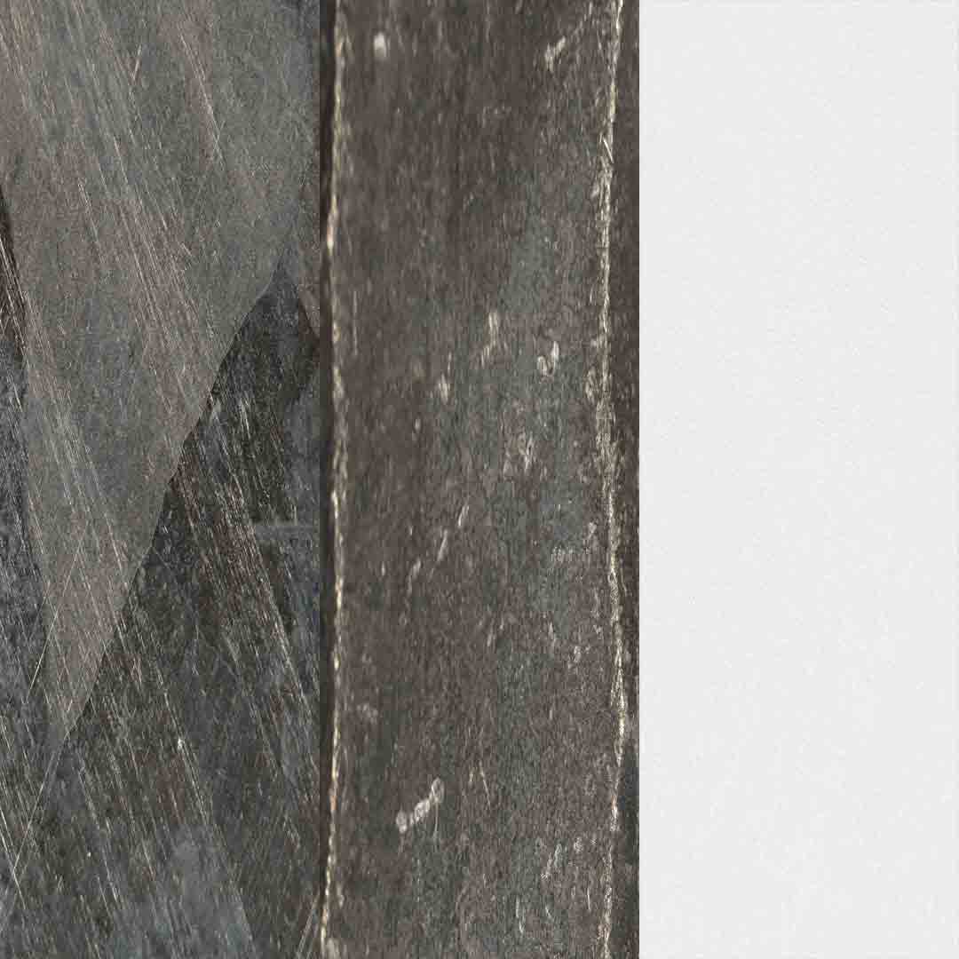 Close-up of a textured hardware finish: galvanized, blacksmith, and white