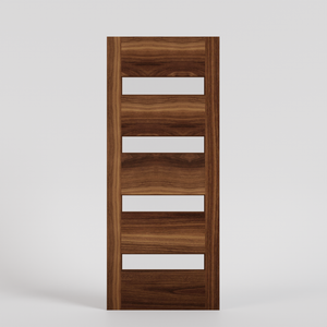 Narrow Four Panel Glass Solid Wood Exterior Modern Front Door