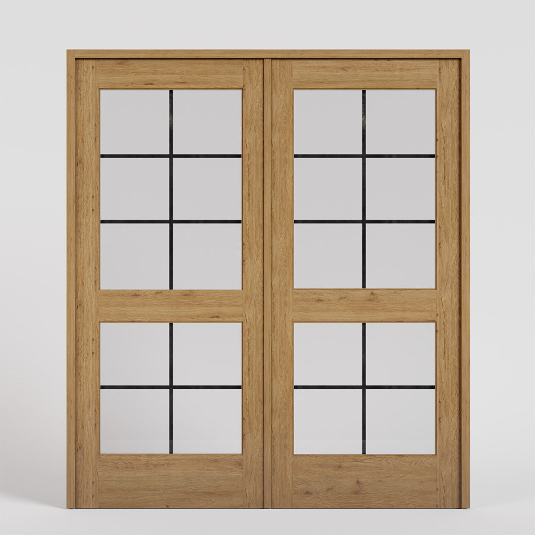 Double Glass Double French Doors with Frame