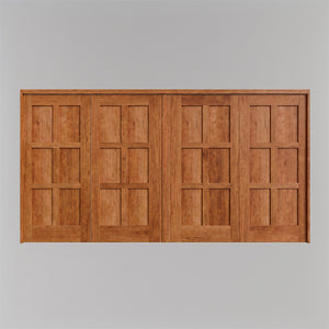 Wooden panel with a grid pattern on a gray background