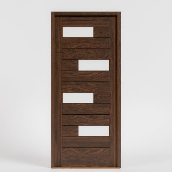 Ojai Offset Slat Modern Wood Front Door With Glass | RealCraft