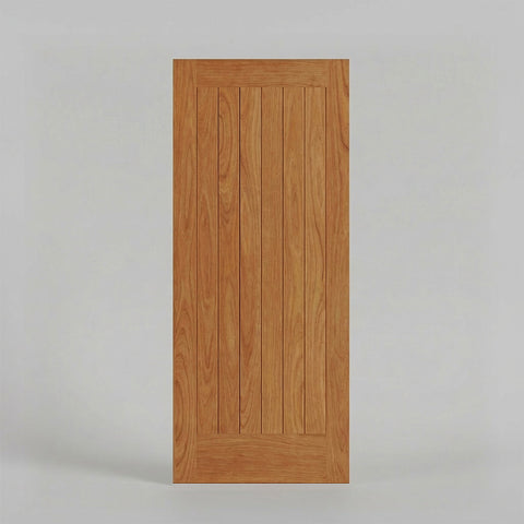 San Simeon Modern Flush Plank Solid Wood Front Door in Cherry Wood