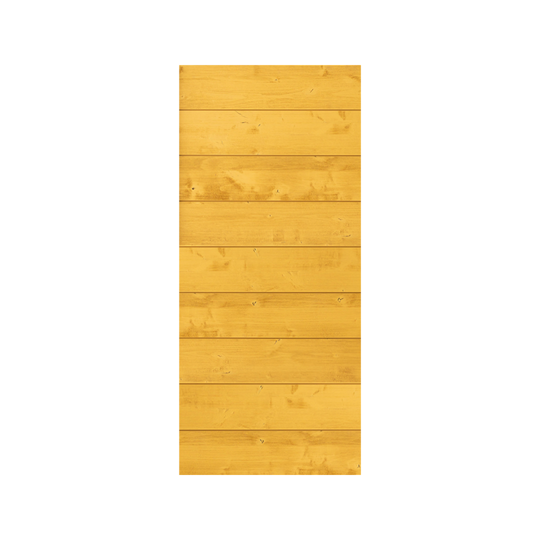 weathered wood yellow sliding barn door