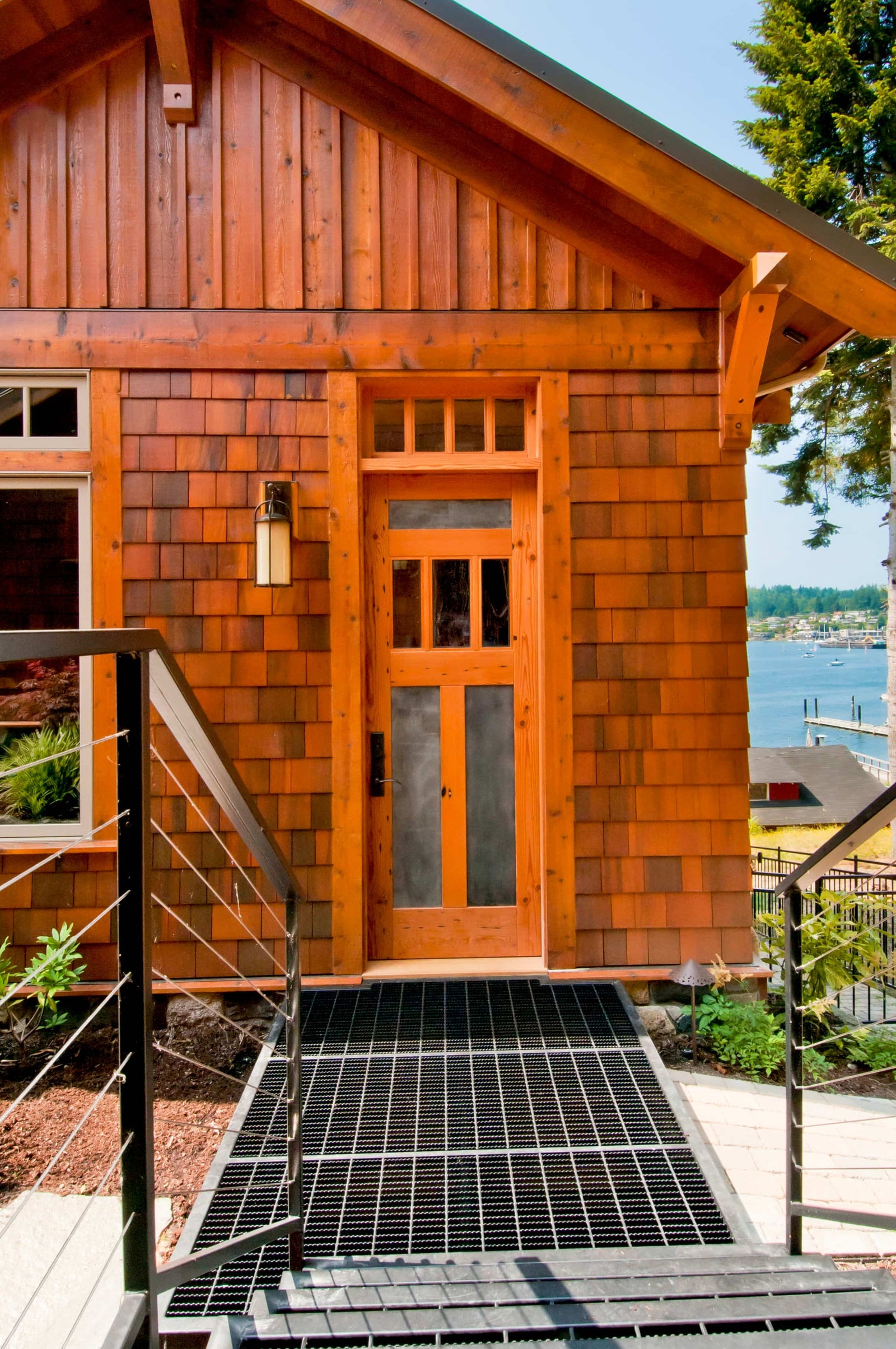 Solid Wood custom entry door on beach house