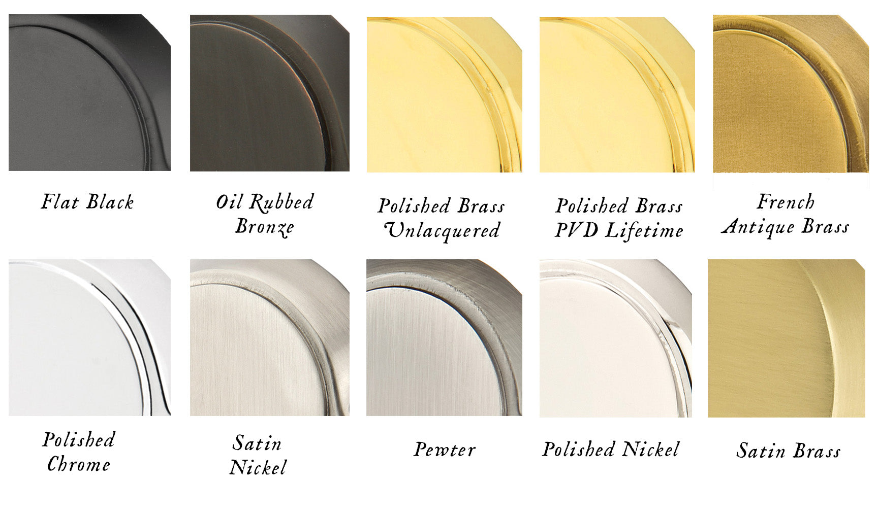 Emtek Brass Finish Swatches