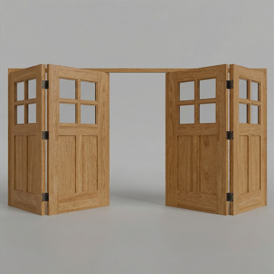 Plain Sawn White Oak Bifolding Mackenzie Doors on plain background