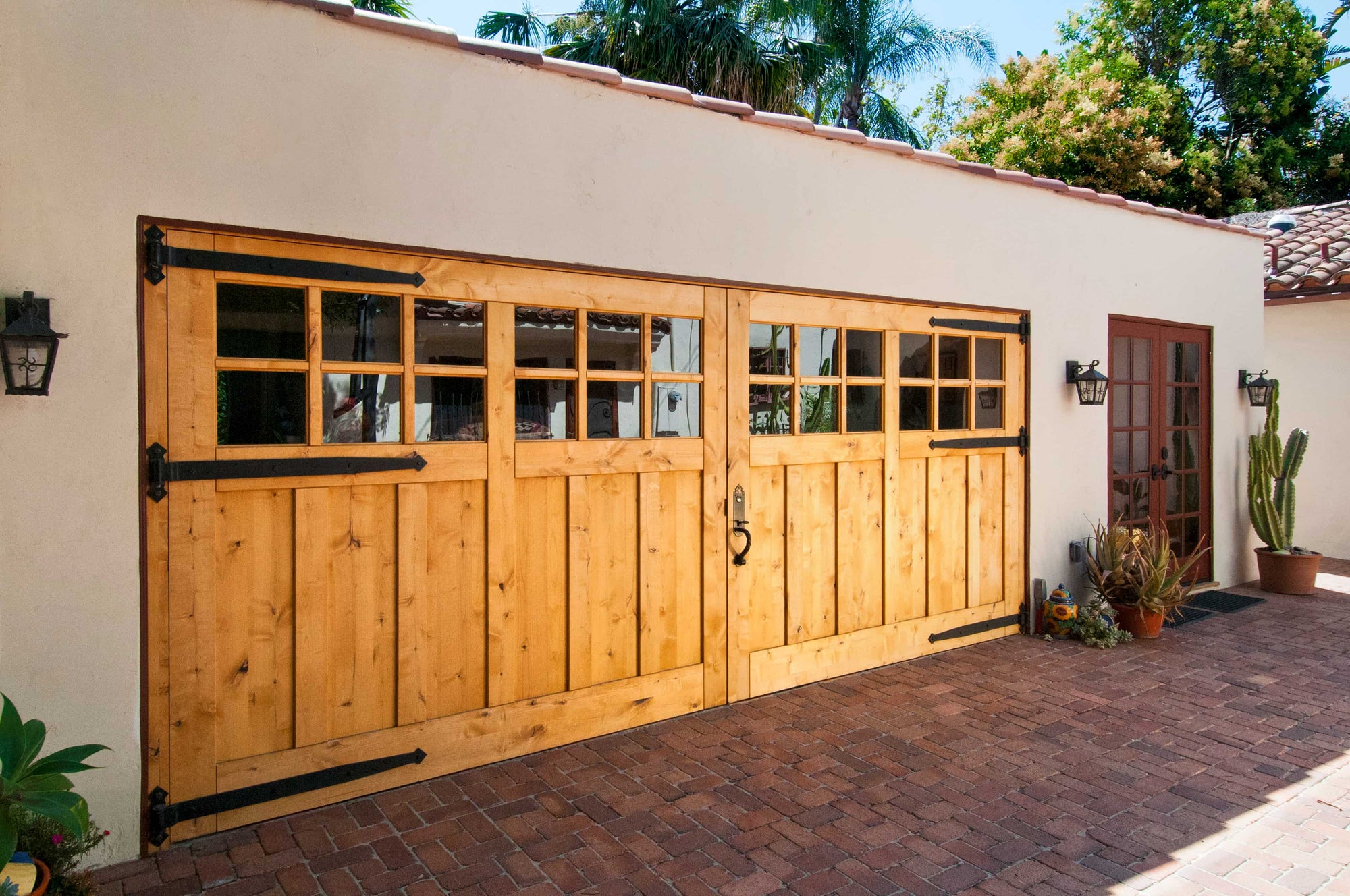 Large Alder Carriage Door on patio area