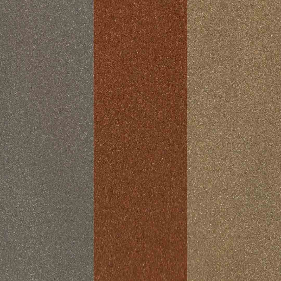 metallic sliding hardware finish: silver, copper, and gold