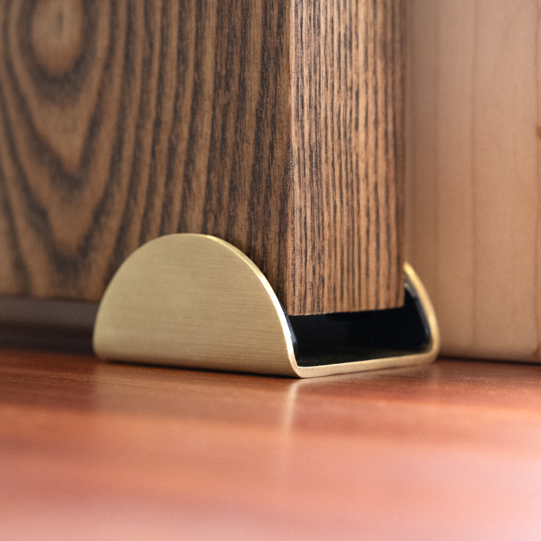 Brass floor guide close up