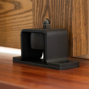 Black Industrial Heavy-Duty Barn Door Floor Guide Roller on door