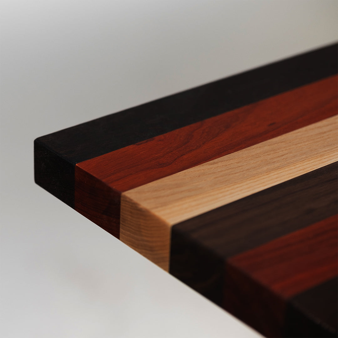 Palomino countertop closeup with Padauk, Wenge, and Maple pieces