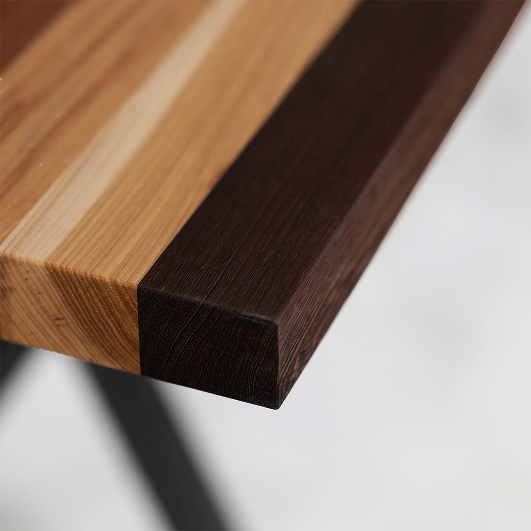 closeup of Palomino countertop showing Wenge end grain