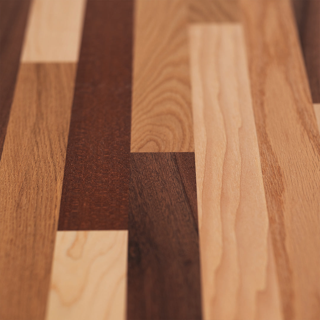 close up on variety wood solid wood countertop