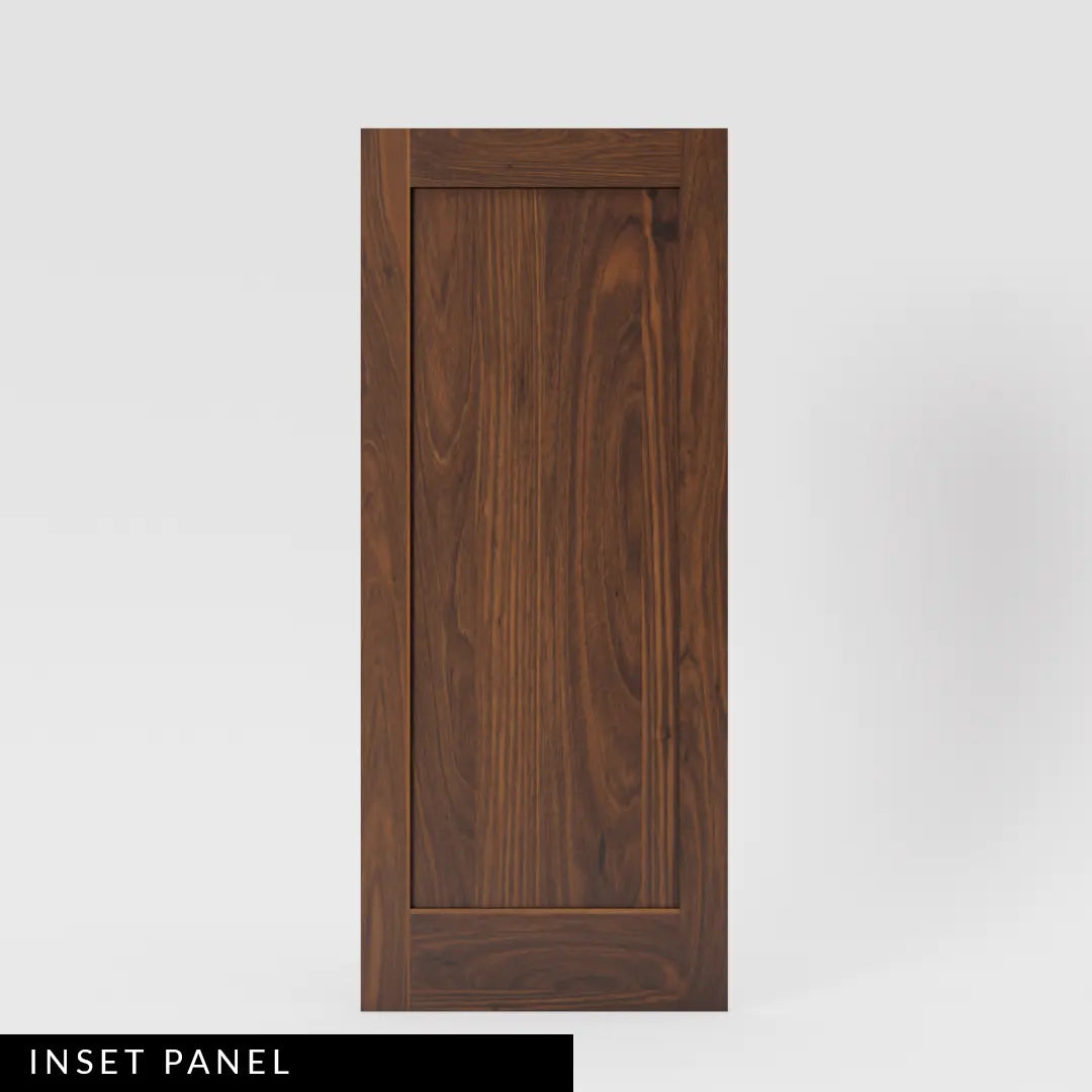 Walnut wood Shaker Classic Single Panel Solid Wood Front Entry Door with Horizontal inset tongue and groove panel