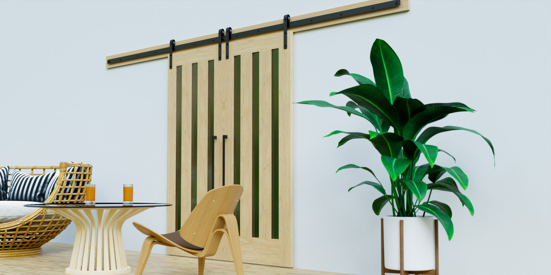 Exterior Tacoma Barn doors on patio area