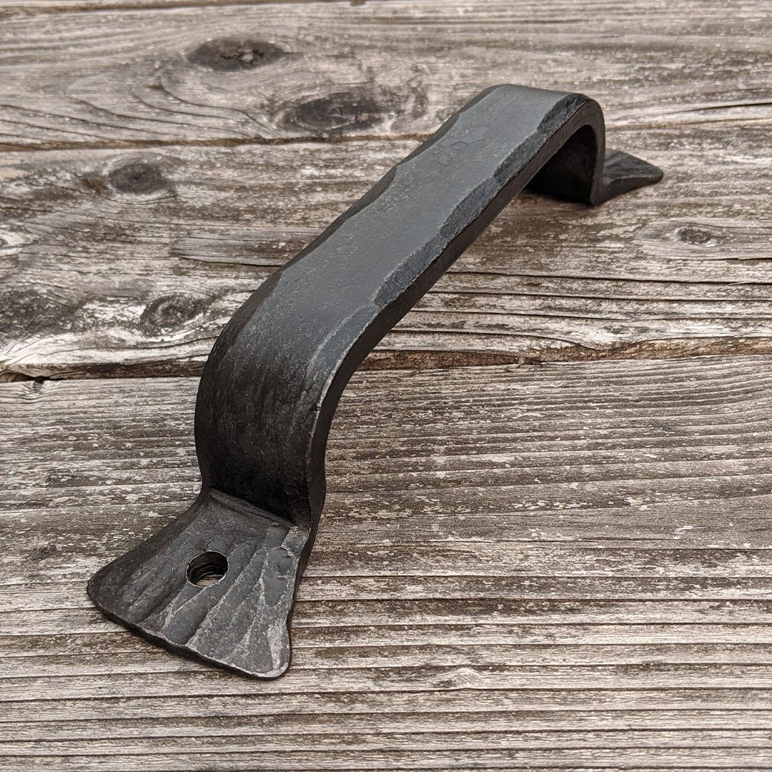 Hand Forged Fishtail Barn Door Pull Handle - Sliding Barn Door Hardware by RealCraftHand-Forged Fishtail Black Barn Door Handle