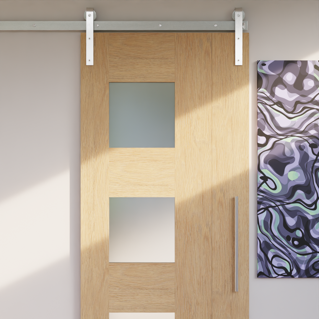The Mid-Century Modern Tri Window Sliding Barn Door by RealCraft