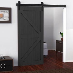 Cavity Sliders Barn Door Track at RealCraft. Hardware kit installed on gray door