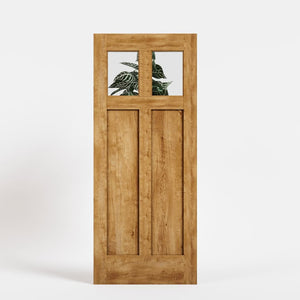 Traditional Knotty White Oak Cross Window Front Door with clear glass