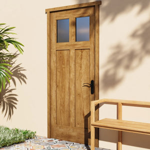 Traditional Knotty White Oak Cross Window Front Door in a home entrance area