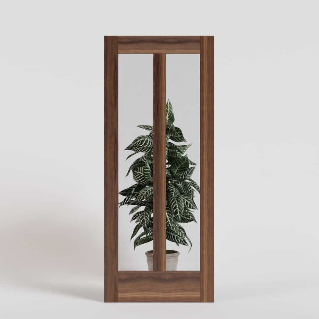 Mid-Century Modern Center Bar Glass Solid Core Exterior Door