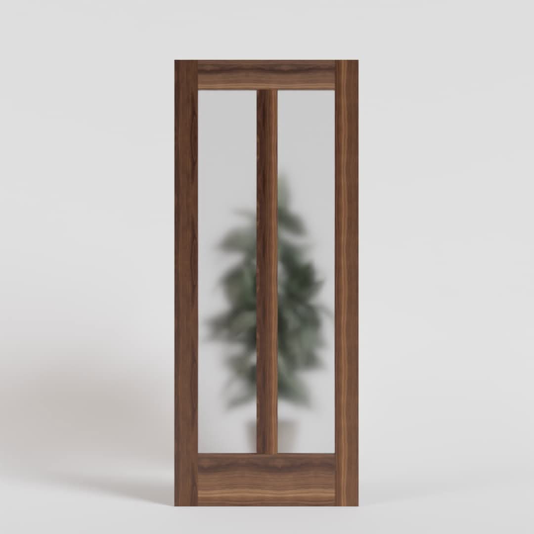 Mid-Century Modern Center Bar Glass Solid Core Exterior Door