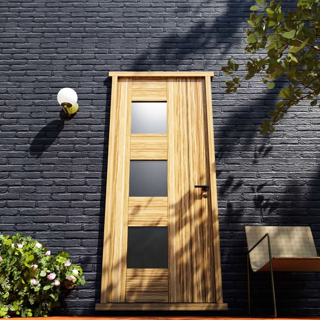 Sonoma Mid-Century Modern Tri Window Entry Door