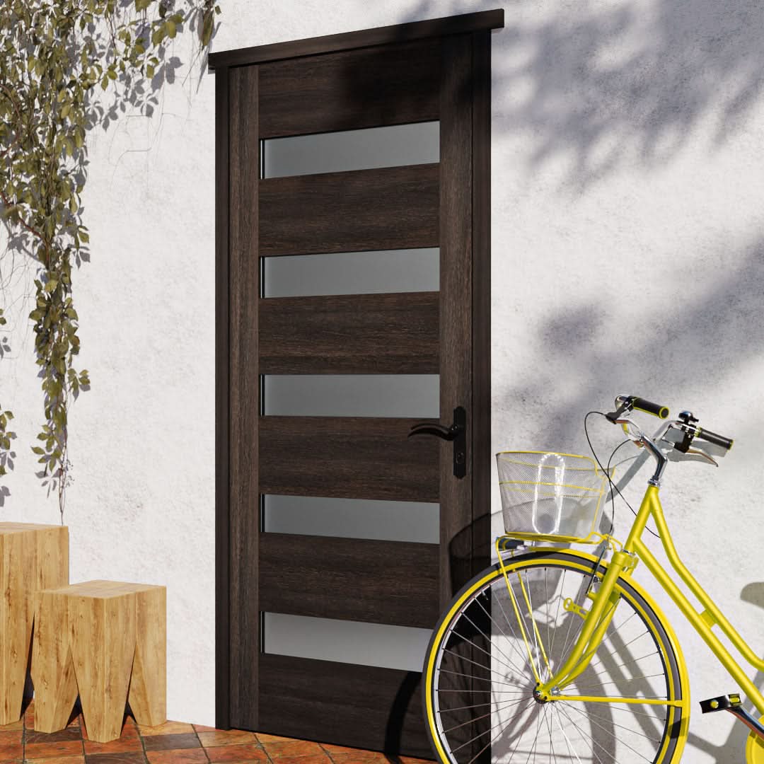 Narrows Five Panel Glass Solid Core Exterior Door