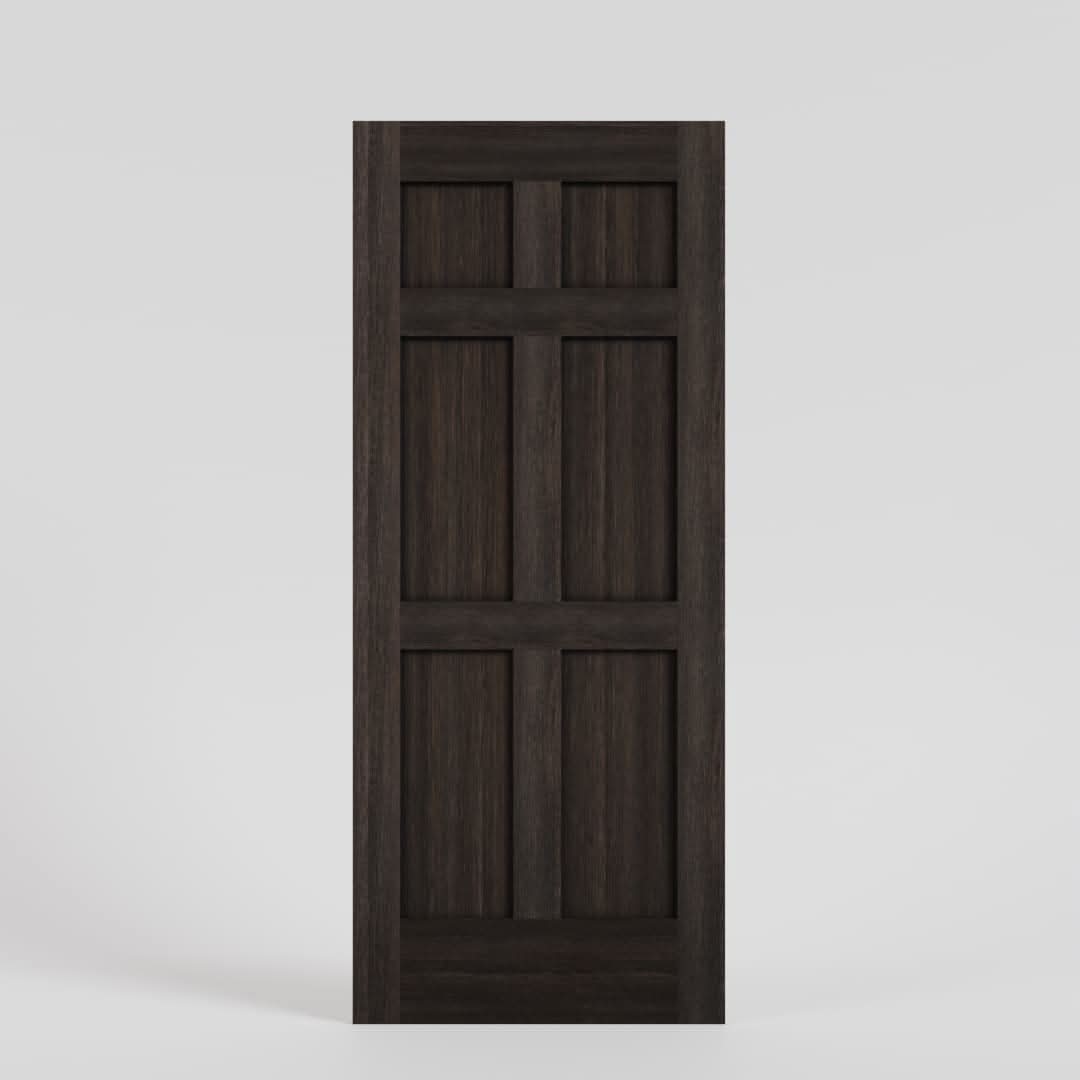 Wenge Wood Mid-Century Modern 6 Panel Solid Core Exterior Door