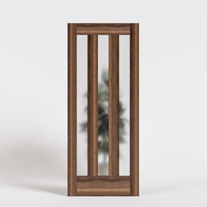 Tacoma Solid Core Exterior Door With Vertical Glass Panels with etched glass