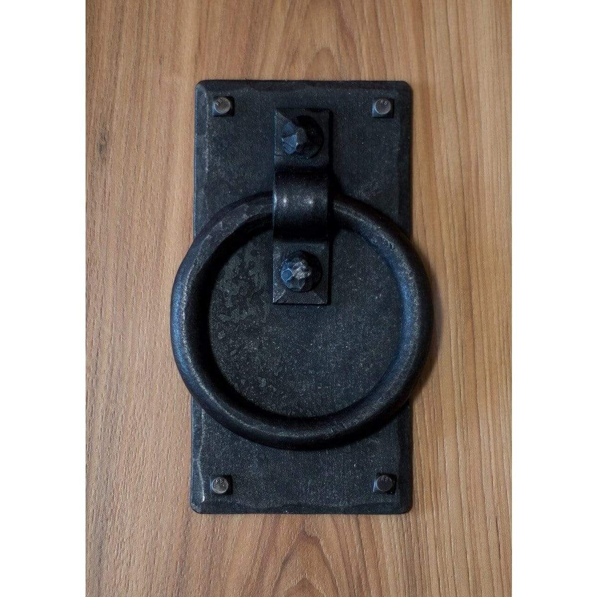 Hand Forged Square Rustic Ring Barn Door Pull - Sliding Barn Door Hardware by RealCraft