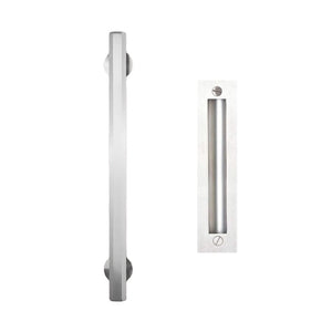 Hex Bar Sliding Barn Door Handle Set With Flush Pull