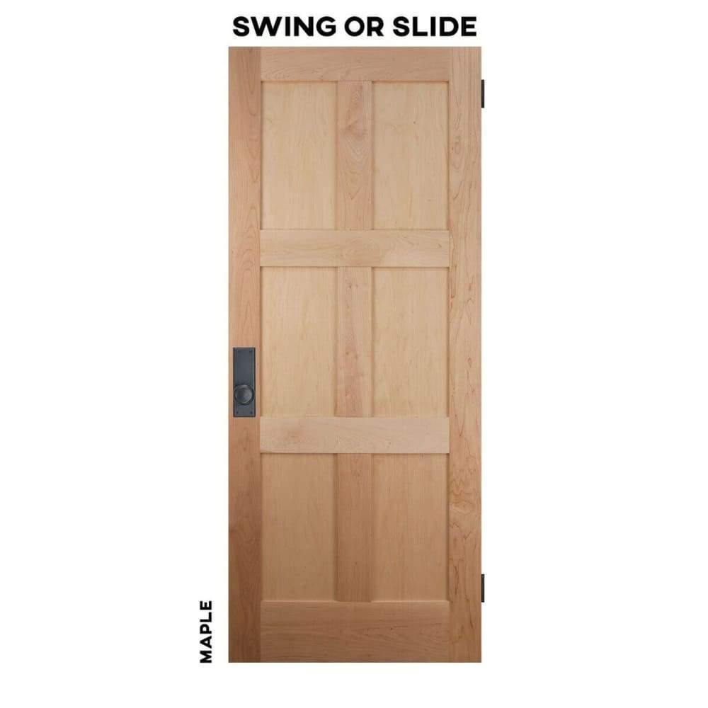 Mid-Century Modern 6 Panel Swinging Door - Sliding Barn Door Hardware by RealCraft