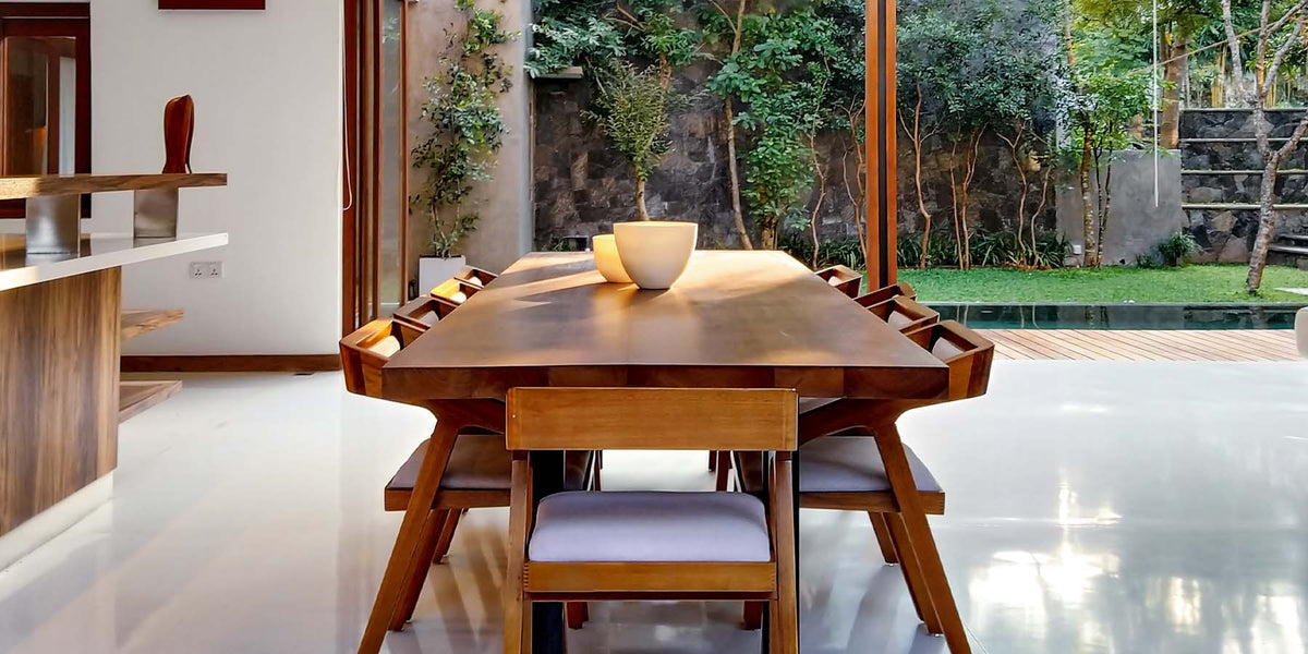Modern dining room interior design scheme.