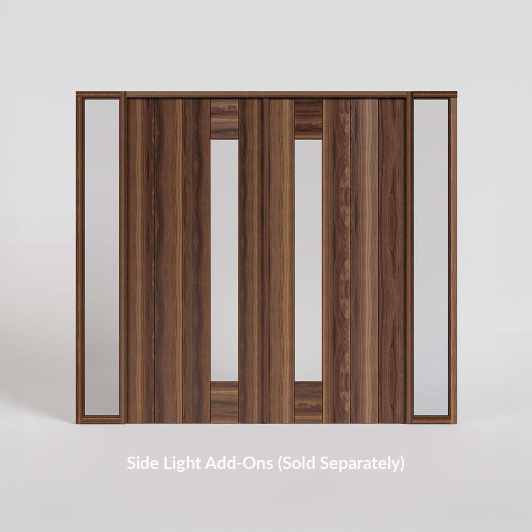 Side Window Double Doors with Side Lights in Black Walnut