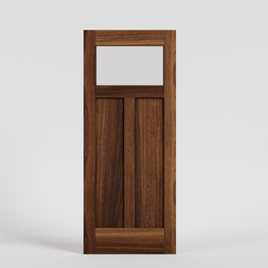 Walnut Wood Craftsman T Window Exterior Door With Glass