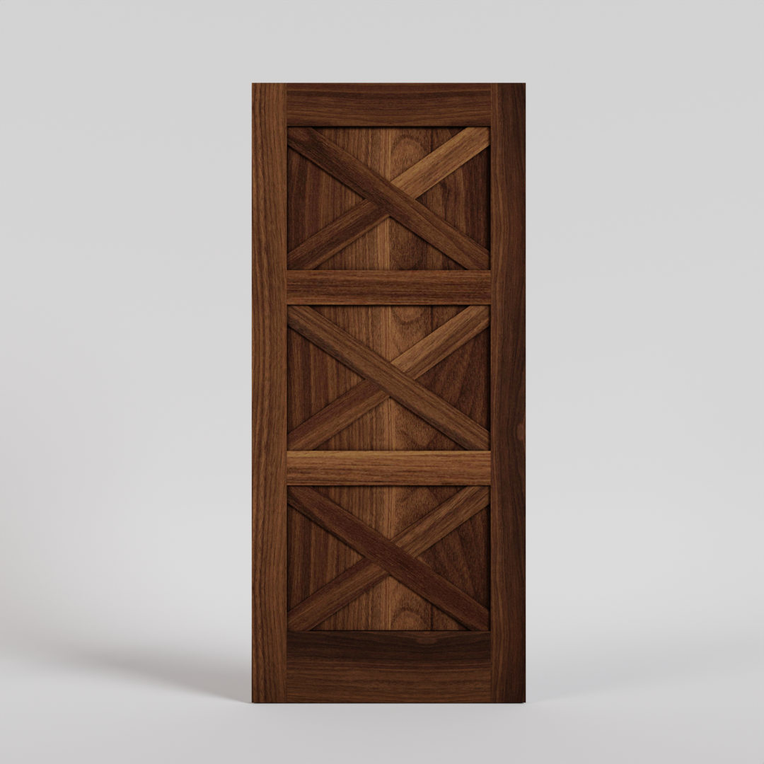 walnut Wood Craftsman Triple X  traditional door design