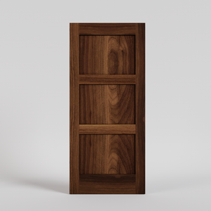 Walnut Wood Shaker Three Panel Front Entry Door