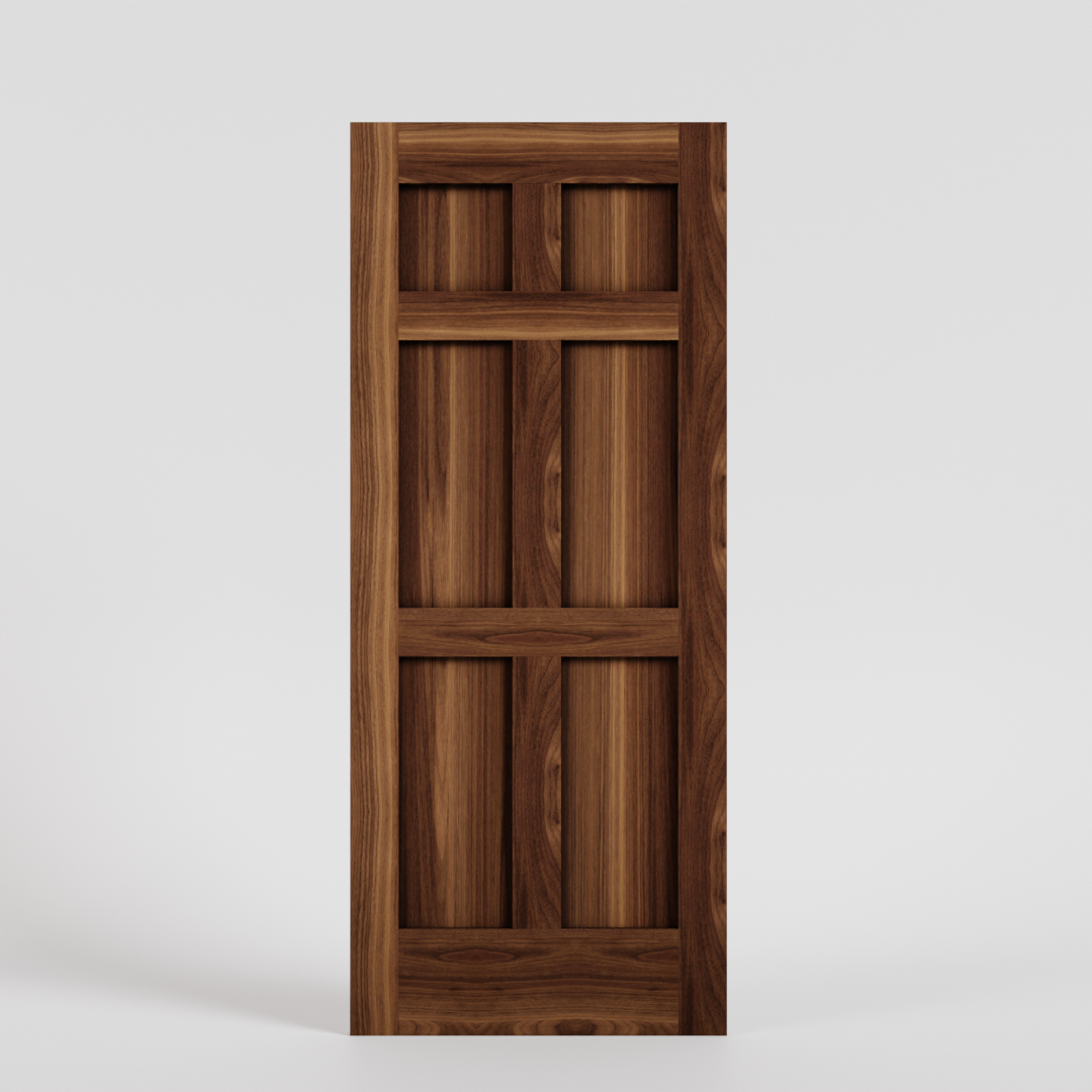 Mid-Century Modern 6 Panel Solid Wooden Front Door