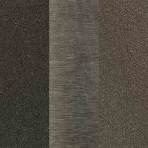 Two different textures of hardware material side by side: Black, stainless steel, and dark bronze.