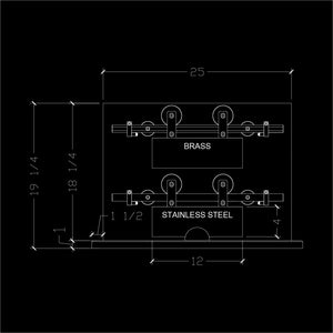 Technical drawing of a mechanical component with dimensions labeled on a black background