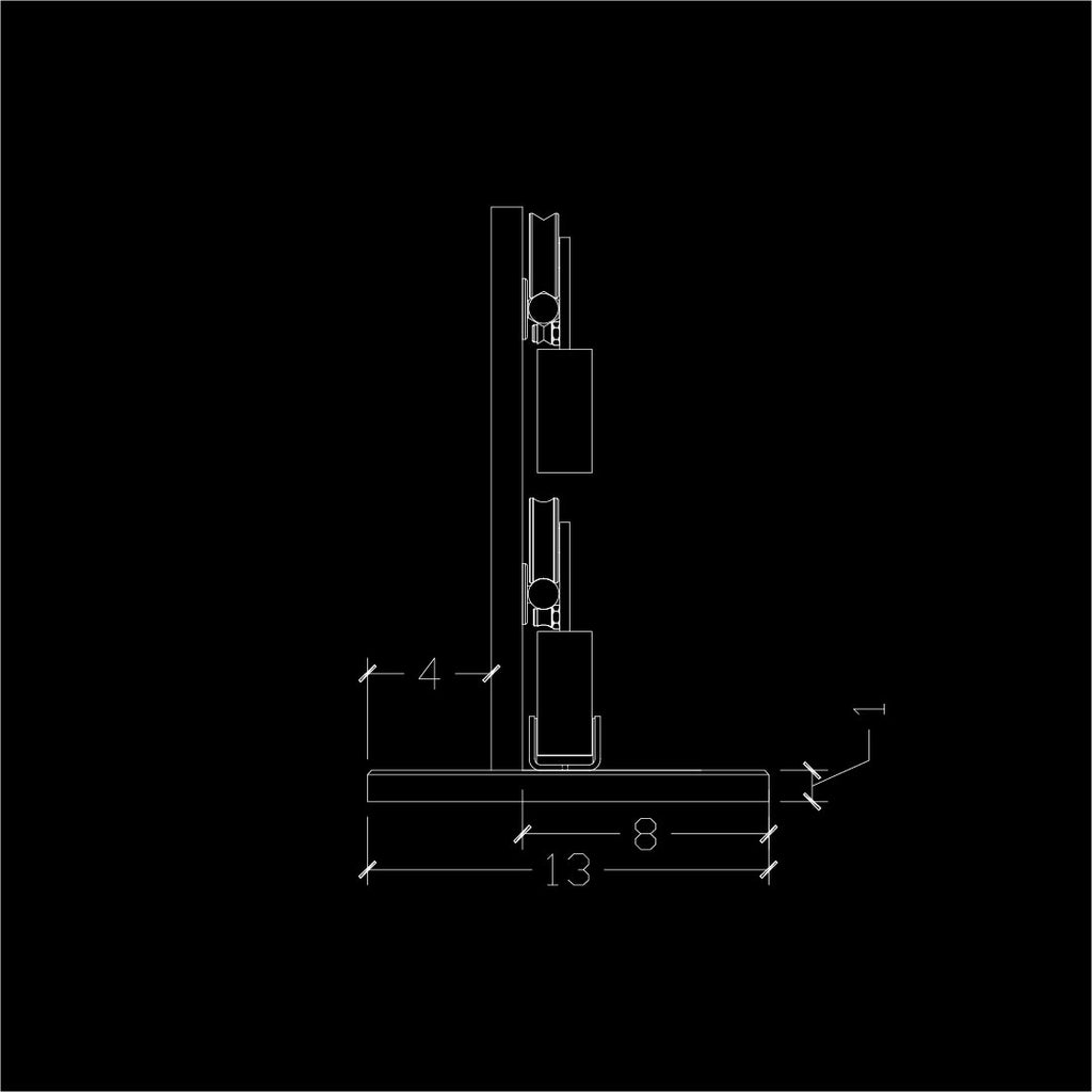 Technical drawing of a mechanical component on a black background