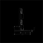 Technical drawing of a mechanical component on a black background