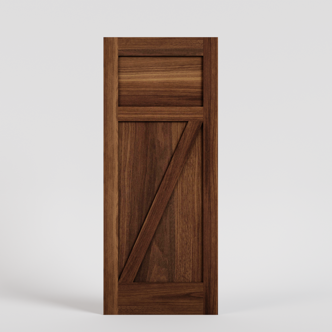 Walnut WOod Shaker High-Z Wooden Exterior Entry Door